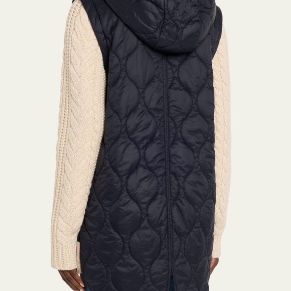 Veronica Beard navy quilted body with cream cable-knit sleeves jacket - Picture 3 of 13